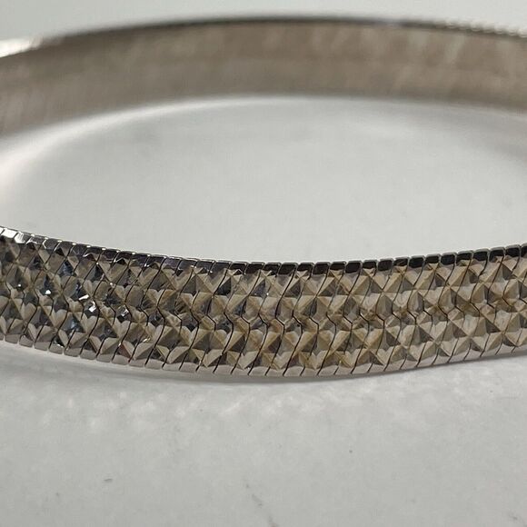 Etched Pattern Design Bracelet Signed Italy Rose/Pink 925 Sterling Silver 7" - Picture 5 of 16